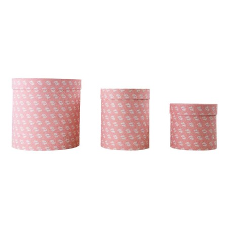 SET 3 SCATOLE TONDE A CILINDRO ROSA