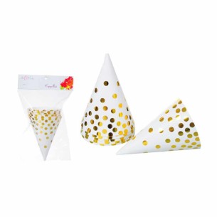 CAPPELLINO BIANCO POIS ORO 6PZ.