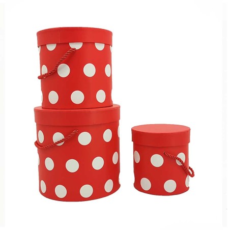 SET 3 SCATOLE ROSSE POIS BIANCHI