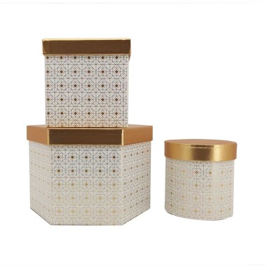 SET 3 SCATOLE BIANCHE RIQUADRI DOR.