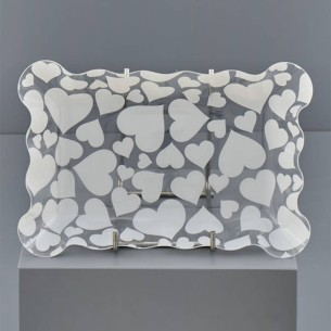 VASSOIO RETTANGOLARE CUORI BIANCHI  26,5CM X 18CM X 3,7CM 2