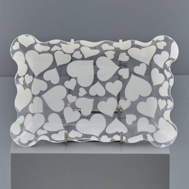 VASSOIO RETTANGOLARE CUORI BIANCHI  26,5CM X 18CM X 3,7CM VASSOIO RETTANGOLARE CUORI BIANCHI  26,5CM X 18CM X 3,7CM