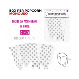 CONTENITORE POIS ARGENTO CM 8X12 PZ.6