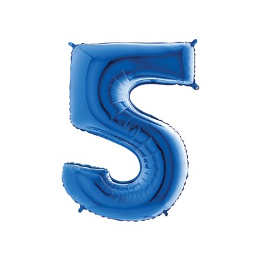 MYLAR NUMERO  5  BLU H 35 CM