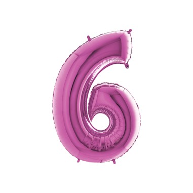 MYLAR NUMERO  6  FUCSIA H 35 CM