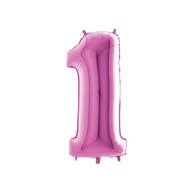 MYLAR NUMERO  1  FUCSIA H 35 CM