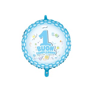 MYLAR CM.45 BUON 1COMPLEANNO CELESTE