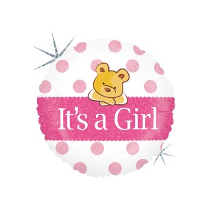 BABY GIRL BIG HEART BEAR 18"- 45 CM