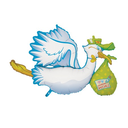 MINI CICOGNA CELESTE CM 47X33H C/VALVOLA