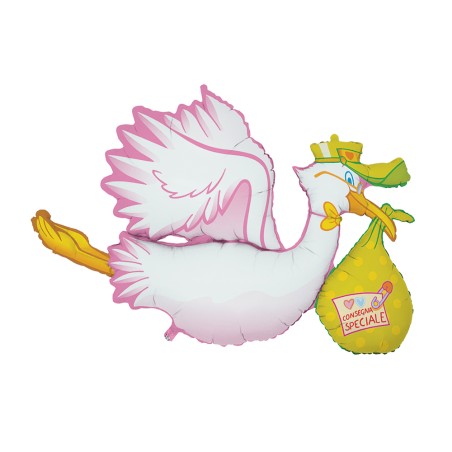 MINI CICOGNA ROSA 47X33H CON VALVOLA