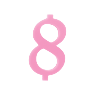 NUMERO  8  ROSA H 12 CM