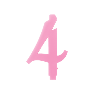 NUMERO  4  ROSA H 12 CM