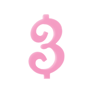 NUMERO  3  ROSA H 7 CM