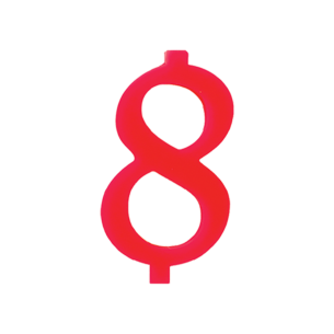 NUMERO  8  ROSSO H 7 CM