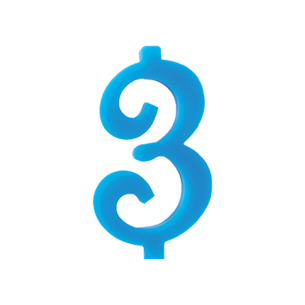 NUMERO  3  CELESTE H 12 CM