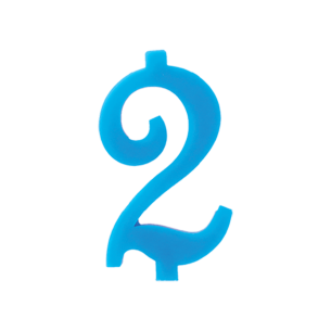 NUMERO  2  CELESTE  H 12 CM