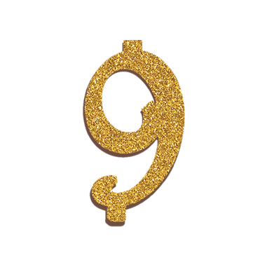 NUMERO  9  ORO GLITTERATO H 7 CM