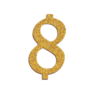 NUMERO  8  ORO GLITTERATO H 7 CM