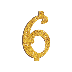 NUMERO  6  ORO GLITTERATO H 7 CM