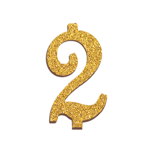 NUMERO  2  ORO GLITTERATO H 7 CM