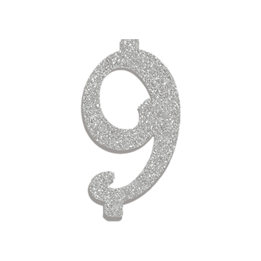 NUMERO  9  ARGENTO GLITTERATO H 7 CM