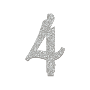 NUMERO  4  ARGENTO GLITTERATO H 7 CM