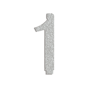 NUMERO  1  ARGENTO GLITTERATO H 7 CM