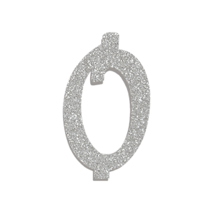 NUMERO  0  ARGENTO GLITTERATO H 7 CM