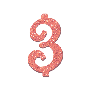 NUMERO  3  ROSA GOLD GLITTER H 7 CM