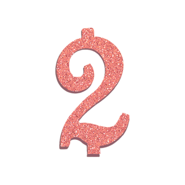 NUMERO  2  ROSA GOLD GLITTER H 7 CM