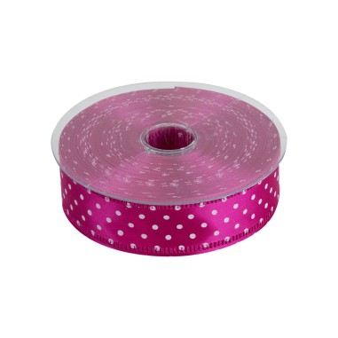 NASTRO RASO POIS FUCSIA MM 25X25 MT