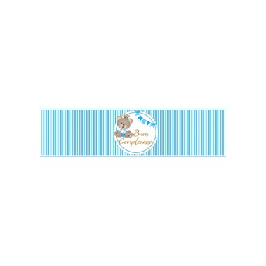 ETICHETTE ADESIVE BUON COMPLEANNO LITTLE BEAR CELESTE cm 21x5 pz. 20