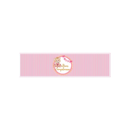 ETICHETTE ADESIVE BUON COMPLEANNO LITTLE BEAR ROSA cm 21x5 pz. 20
