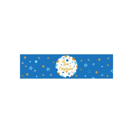 ETICHETTE ADESIVE BUON COMPLEANNO STELLE E POIS cm 21x5 pz. 20