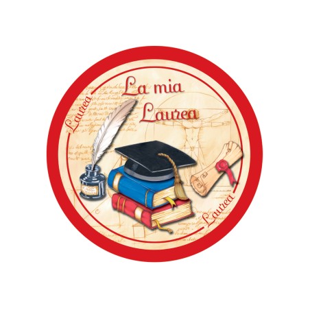 ADESIVO TONDO LAUREA diametro 6 cm pz. 32