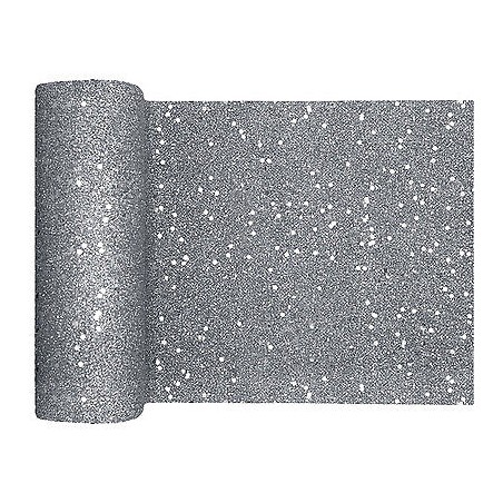 RUNNER PAILLETTES RETE ARGENTO M 5x48 CM