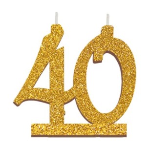 NUMERO "40" NERO/ORO GLITTERATO 12 CM