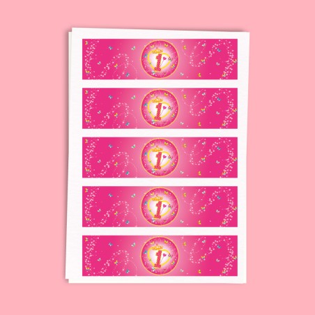 ETICHETTE ADESIVE 1 COMPLEANNO LITTLE PRINCESS cm 21x5 pz. 20