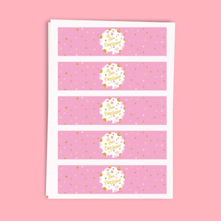 ETICHETTE ADESIVE BUON COMPLEANNO CUORI E POIS cm 21x5 pz. 20