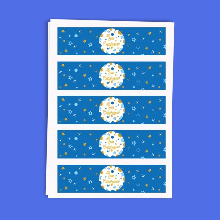 ETICHETTE ADESIVE BUON COMPLEANNO STELLE E POIS cm 21x5 pz. 20