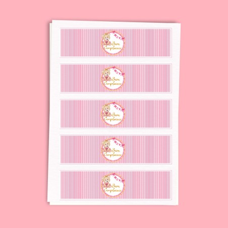 ETICHETTE ADESIVE BUON COMPLEANNO LITTLE BEAR ROSA cm 21x5 pz. 20