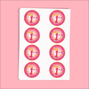 ADESIVO TONDO 1 COMP. LITTLE PRINCESS diametro 6 cm pz. 32 2