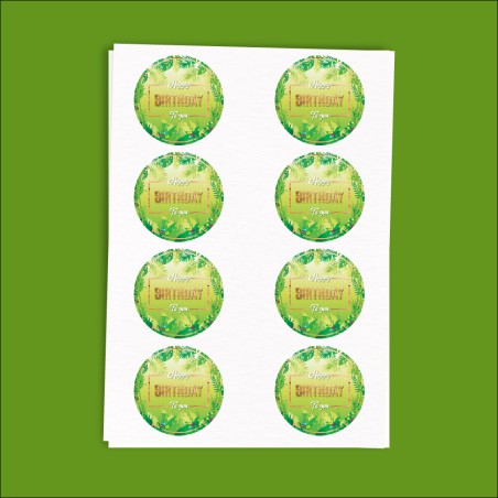 Adesivo tondo Giungla diametro 6 cm pz. 32