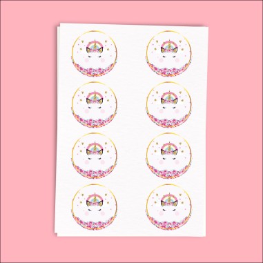 Adesivo tondo Unicorno diametro 6 cm...