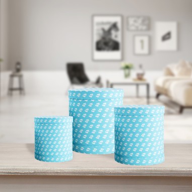 SET 3 SCATOLE TONDE A CIL. CELESTI