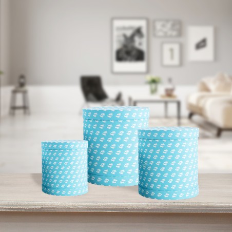 SET 3 SCATOLE TONDE A CIL. CELESTI