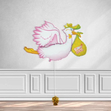 MINI CICOGNA ROSA 47X33H CON VALVOLA