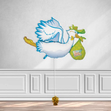 MINI CICOGNA CELESTE CM 47X33H C/VALVOLA