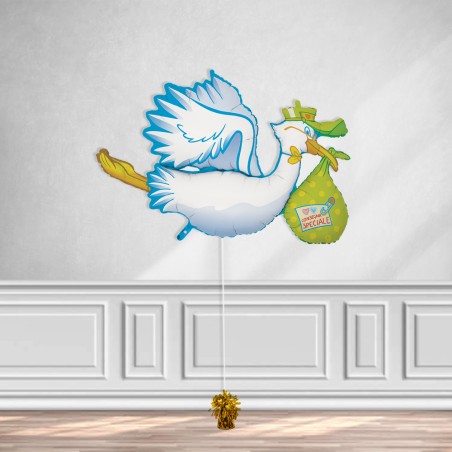 MINI CICOGNA CELESTE CM 47X33H C/VALVOLA