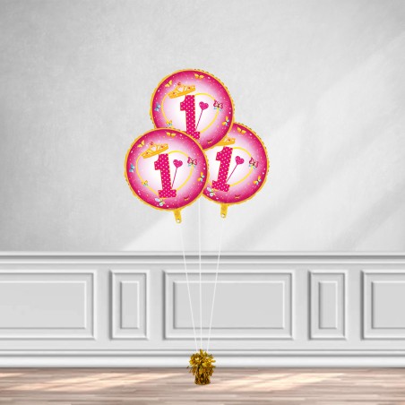 MYLAR CM 45 BUON 1 COMPLEANNO ROSA